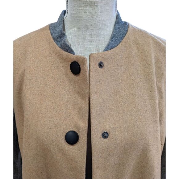 Women Lady Long Woolen Coat Autumn Long Sleeve Contrast Color Patchwork Size L - Picture 11 of 14